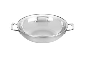 Le Creuset Stainless Steel Classic 3-Ply Wok with Glass Lid, 4.5qt