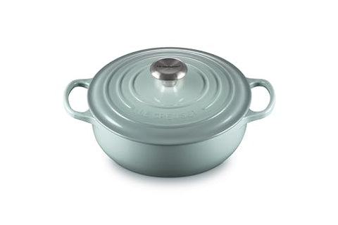 Enameled Cast Iron Signature Round Sauteuse with Lid 3.5 qt. - Sea Salt