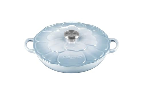 Le Creuset Enameled Cast Iron Signature Petal Braiser, 2.25 qt., Coastal Blue w/Stainless Steel Knob