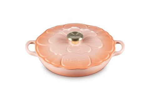 Le Creuset Signature Enameled Cast Iron Petal Braiser, 2.25qt., Peche w/Light Gold Knob