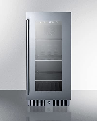 Summit 15” Beverage Center, 2.8 cu.ft. Capacity, Stainless Steel & Glass - CL156BV