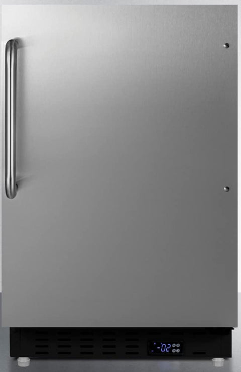 Summit Appliance ALFZ37BCSS Built-in Undercounter ADA Compliant Residential All-Freezer with Stainless Steel Cabinet, Towel Bar Handle, Door Storage, Adjustable Thermostat and Manual Defrost
