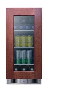 15inch wide built-in beverage center with panel-ready glass door