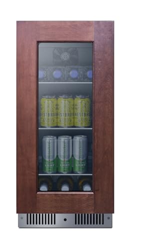 15inch wide built-in beverage center with panel-ready glass door