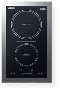 120V 2-burner built-in induction cooktop in black with stainless steel trim kit for 13.38inch wide spaces