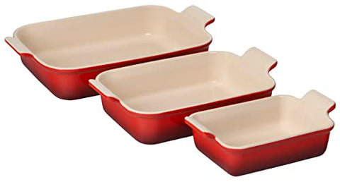 Heritage Set of 3 Rectangular Dishes - Cerise 1.1 qt., 2.5 qt. & 4 qt.