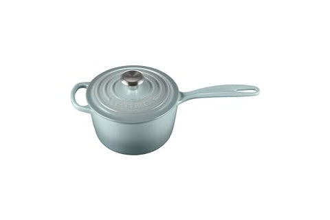 Enameled Cast Iron Signature Round Saucepan with Lid 1.75 qt. - Sea Salt