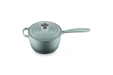 Enameled Cast Iron Signature Round Saucepan with Lid 2.25 qt. - Sea Salt
