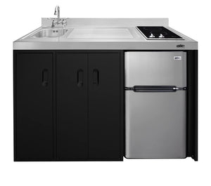 Summit 54" All-In-One Kitchenette, Stainless Steel & Black - CK54SINKL