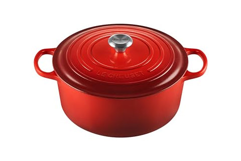 Enameled Cast Iron Signature Round Dutch Oven Lidded 9 qt - Cerise