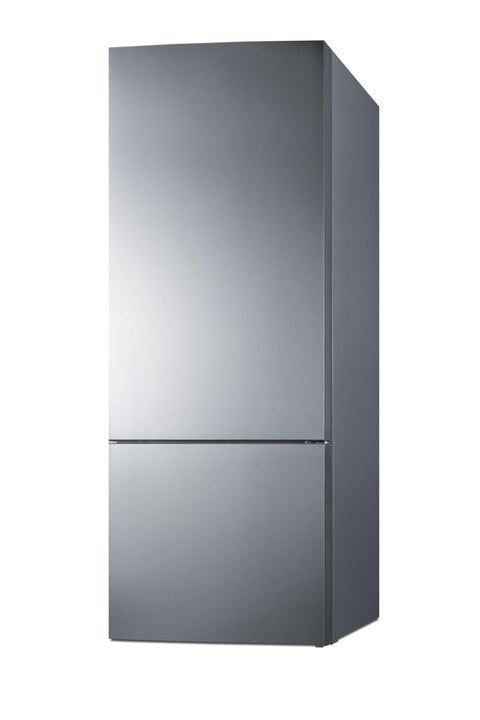 Summit Appliance FFBF279SSXIMLHD 28" Wide Bottom Freezer Refrigerator; 14.6 cu.ft Capacity; Factory-installed Icemaker; Frost-free Operation; Stainless Steel Doors; LHD Door Swing