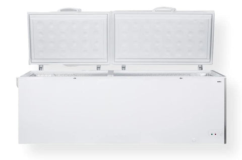 Summit Appliance SCFM252WH 27 Cu.Ft. Chest Freezer; Commercially Listed and CARB Compliant; Manual Defrost with Static Cooling System; 3" Thick Walls; Aluminum Interior; White Finish