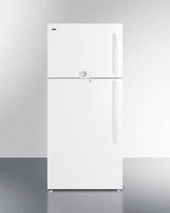 Full size refrigerator with top freezer in white - 2 locks