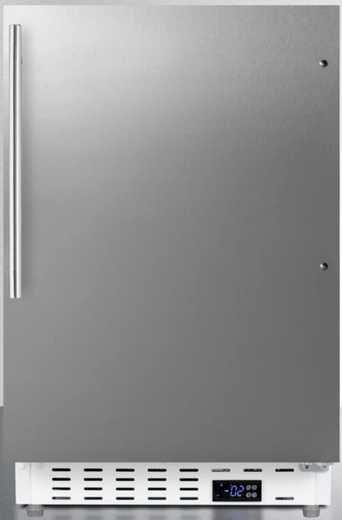 Summit Appliance ALFZ36CSSHV Built-in Undercounter ADA Compliant Residential All-Freezer with Stainless Steel Cabinet, Thin Vertical Handle, Door Storage, Adjustable Thermostat and Manual Defrost