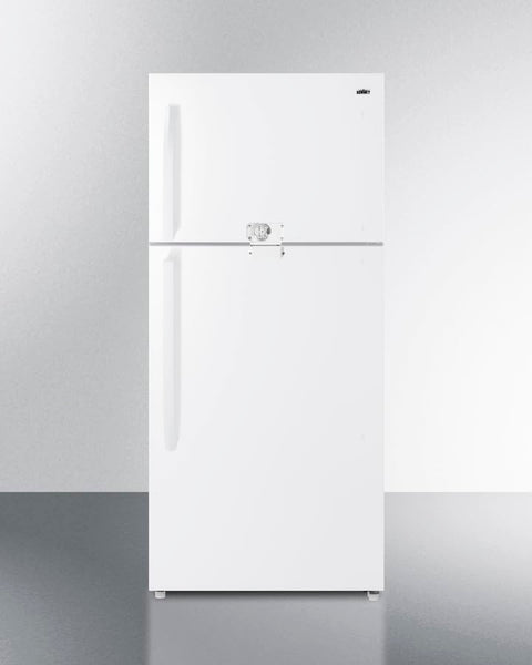 Full size refrigerator with top freezer in white - 2 locks