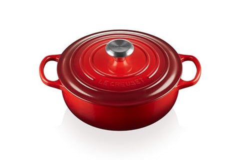 Enameled Cast Iron Signature Round Sauteuse with Lid 3.5 qt. - Cerise