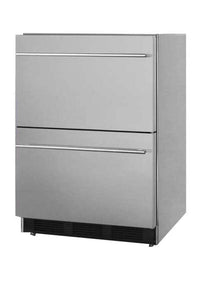 Summit 24" Undercounter Two-Drawer Beverage Cooler Fridge | Commercial Reach-in Outdoor Refrigerator for Bar Restaurant Diner Pub | 3.1 Cu.Ft, 23.63"W x 23.88"D x 33.25"H, Stainless Steel, 115v, NSF