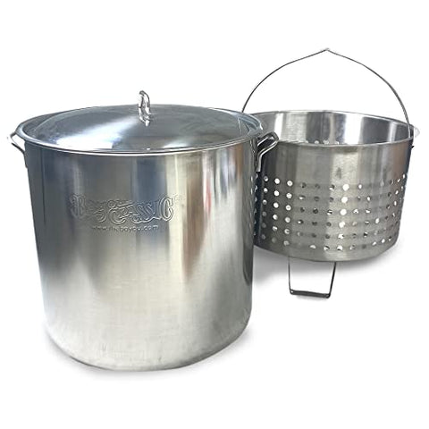 Bayou Classic 1192 82-qt Stainless Bayou Boiler w/Elevated Steam Basket Features Lid and Stainless Perforated Basket w/Helper Handle