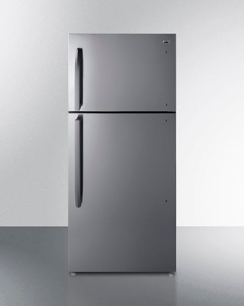 Summit 30" Refrigerator, 20.5 cu.ft Capacity Refrigerator - Freezer, ENERGYSTAR, Stainless Steel Look- CTR21PL