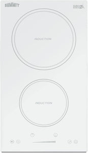 Summit 12" 2 zone Electric Cooktop. 208-240V Induction Cooktop, ADA Compliant, White- SINC2B231W