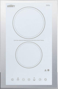 Summit 15" Electric Cooktop, 2 Burners, 230V Radiant Cooktop, ADA Compliant Design, White - CR2B23T4WTK15