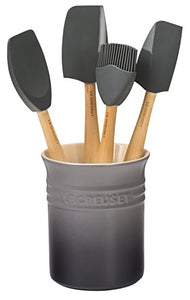 Stoneware & Silicone Utensil Crock Set Set of 5 - Oyster