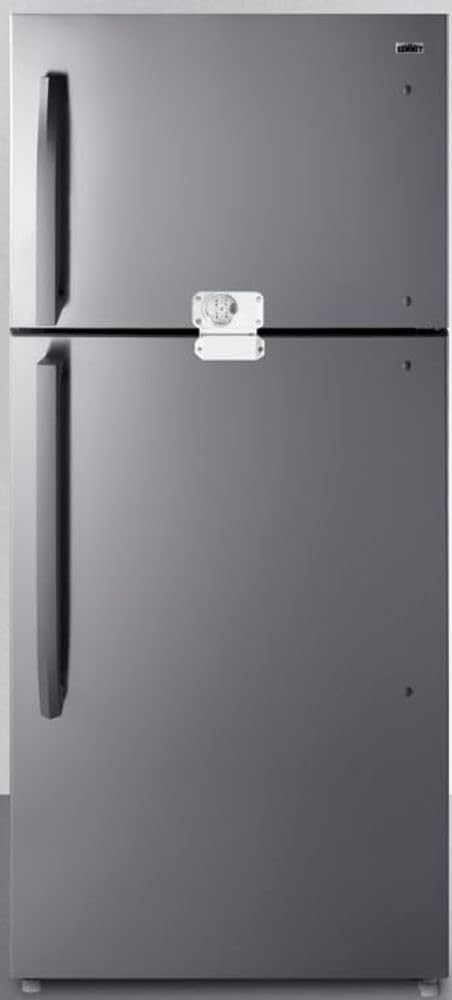 Full size refrigerator with top freezer in platinum - 2 locks