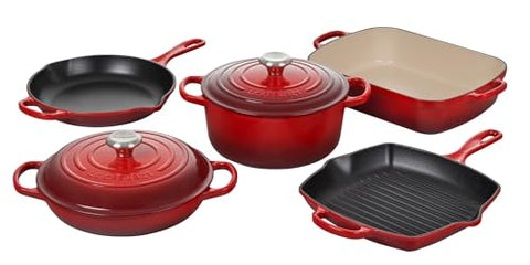 7 Piece Signature Set - Cerise (4.5 qt. RDO 2.25 qt. Braiser 10.25 In. Skillet 10.25 In. Square Skillet Grill & 5.25 qt. Rect. Roaster)