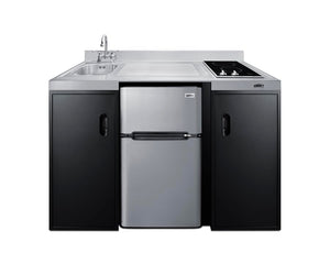 Summit 54" All In One Kitchenette, Black and Stainless - CK55ADASINKL
