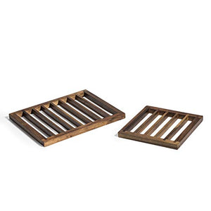 Kalmar Home Acacia Wood Trivets, Set of 2-8" x 8" and 12.5" x 10" - Protects Countertops - Environmentally Friendly
