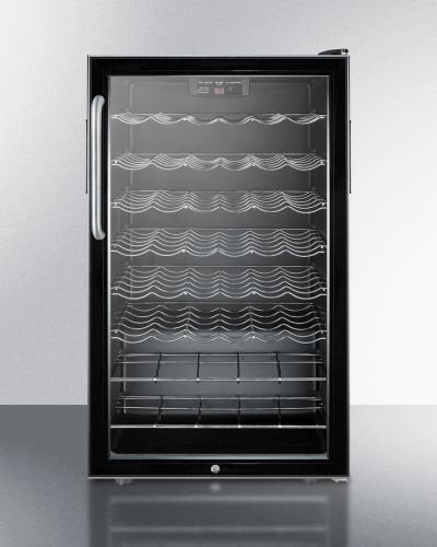 20 inches wide freestanding wine cellar with lock, digital thermostat and towel bar handle