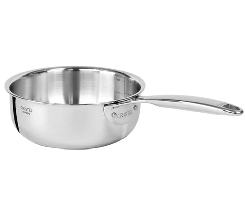 Cristel 1826 Collection 3 Qt. Saucepan, Made in France, 18/10 Stainless Steel, 3-Ply Construction, Double Riveted Fixed Handle, Oven and Dishwasher Safe