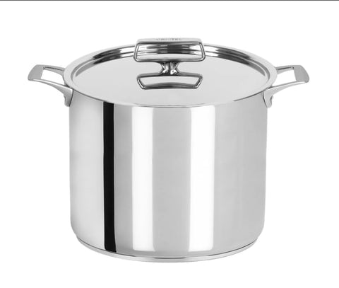 Cristel Castel'Pro Stainless Steel Stockpot With Fixed Handles and Stainless Steel Lid, 7 Qt. Capacity, Made in France, 3-Ply Construction