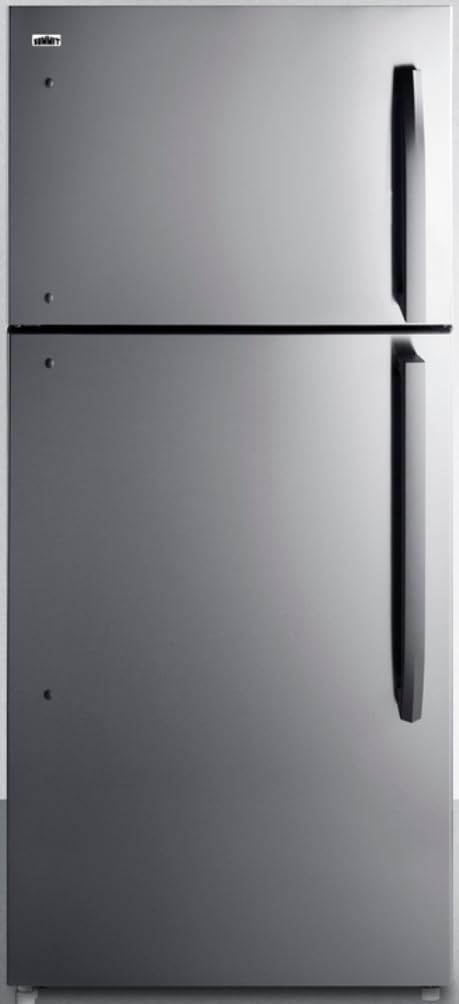 Full-size top mount refrigerator-freezer in stainless steel look with 2 side locks