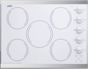 Summit 27" Electric Cooktop, 5 Burners, 230V Radiant Cooktop, White- CRS5B14W