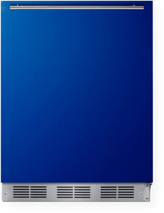 Summit Appliance BAR631BKB 24" Wide All-Refrigerator, Cobalt Blue Door, Professional Handle, Hidden Evaporator, Automatic Defrost, Adjustable Thermostat, Interior Light