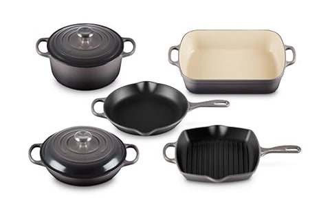 7 Piece Signature Set - Oyster (4.5 qt. RDO 2.25 qt. Braiser 10.25 In. Skillet 10.25 In. Square Skillet Grill & 5.25 qt. Rect. Roaster)