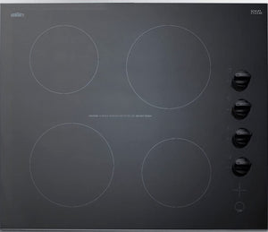 Summit 24" Electric Cooktop, 4 Burners, 230V Radiant Cooktop, Black- CR4B242BK