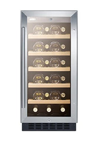 Summit Appliance ALWC15CSS ADA Compliant 15" Wide Commercial Wine Cellar for Built-in or Freestanding Use with Glass Door, Digital Controls, Front Lock, LED Lighting and Stainless Steel Cabinet