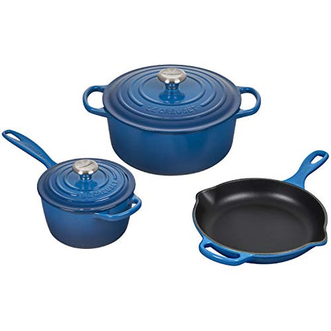 Le Creuset Signature Marseille Enameled Cast Iron 5 Piece Cookware Set