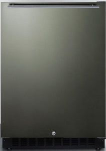 Built-in undercounter ADA compliant all-refrigerator with black stainless steel door horizontal handle black cabinet door storage and digital controls