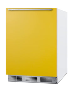 Summit Appliance BAR611WHYADA 24" Wide All-Refrigerator, ADA Compliant; Professional Handle; Hidden Evaporator; Automatic Defrost; Adjustable Thermostat; Interior Light; Saffron Gold Door