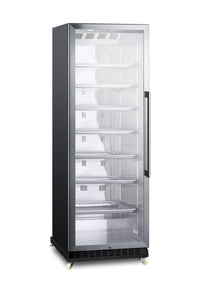 Summit Appliance SCR1401LHRI Full-Size Commercial Beverage Merchandiser with Self-closing Glass Door, Left Hand Door Swing, Sheet Pans and Adjustable Tray Supports, Black Cabinet and Removable Dolly