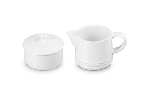 Le Creuset Stoneware Signature Cream & Sugar Set, White, Cream: 300 ml., Sugar: 8oz,