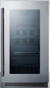 Summit Appliance CL181WBVCSS 18" Wide Built-in Beverage Center with Seamless Stainless Steel Trimmed Glass Door and Stainless Steel Wrapped Cabinet, Digital Thermostat, Automatic Defrost