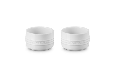 Le Creuset Stoneware Round Straight Wall Ramekin, Set of 2, 7 oz. Each, White
