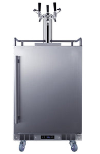 Summit Appliance BC74OSCOMTRIPLE 24" Wide Built-in Outdoor Commercial Beer Kegerator, 5.6 cu.ft. Interior, Weatherproof, Triple Tap System, Removable Locks, Digital Thermostat, Pro Style Handle