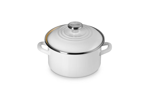 Le Creuset Enamel on Steel Traditional Petite Stockpot, 3.8qt., White