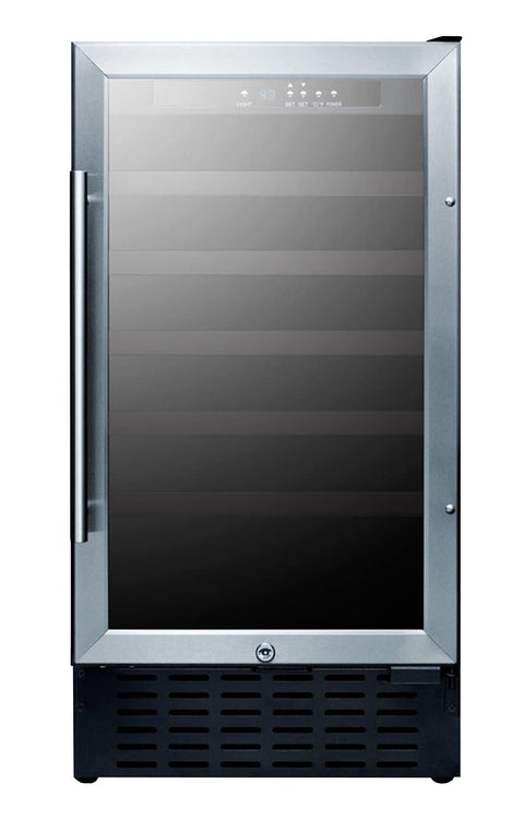 Summit SWC1840BCSS 18"" Commercially Approved Wine Cooler with 3.3 cu. ft. Capacity Digital Thermostat Factory Installed Lock in Stainless Steel