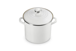 Le Creuset Enamel on Steel Traditional Stockpot, 8 qt., White with Stainless Steel Knob